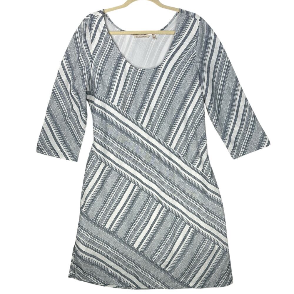 Soft Surroundings Sonya Shift Dress Size Medium Linen Coastal Office Capsule - Picture 3 of 11